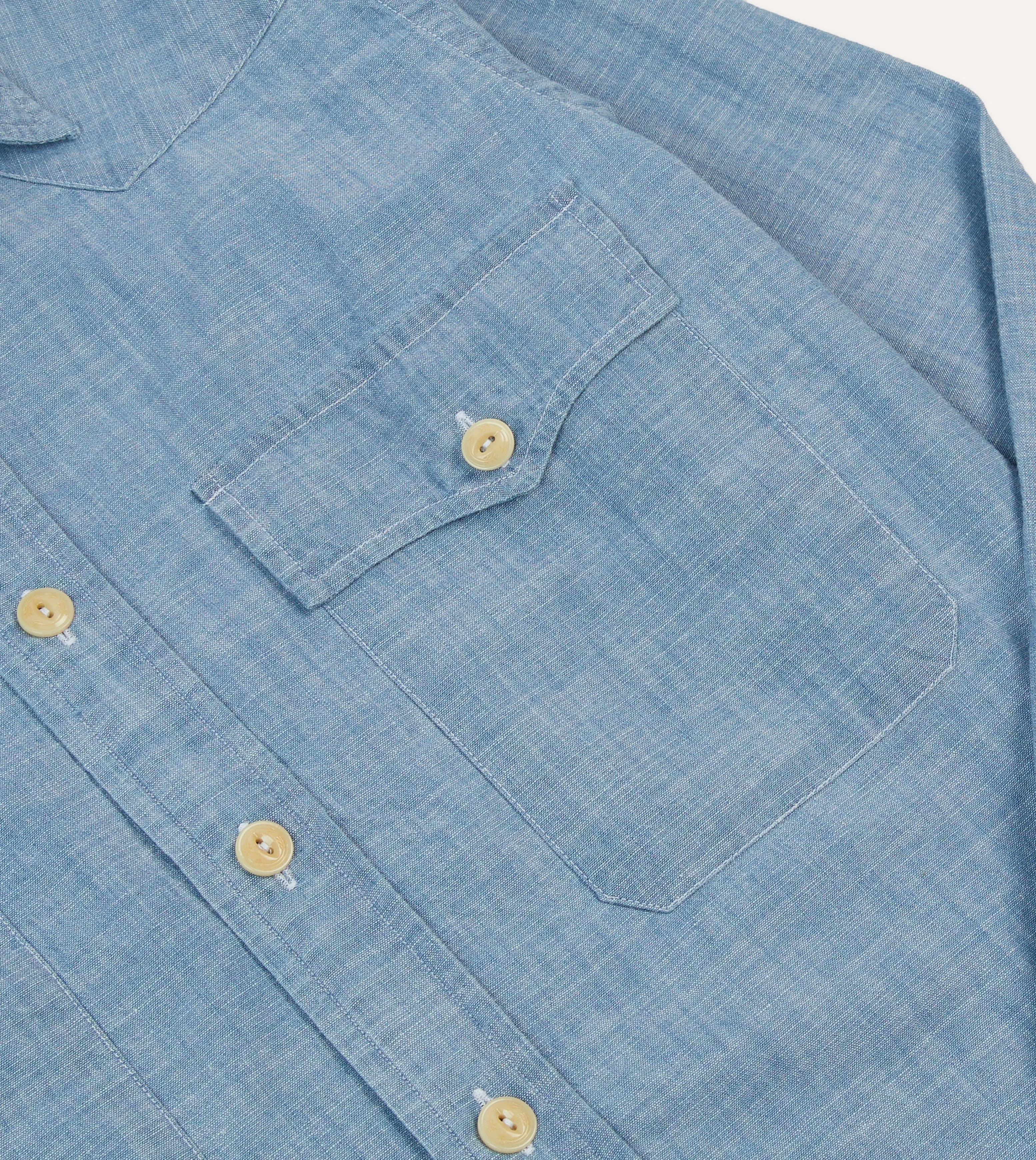 Chambray Two-Pocket Western Shirt Midweight Textile Reinforced Elbow Patches