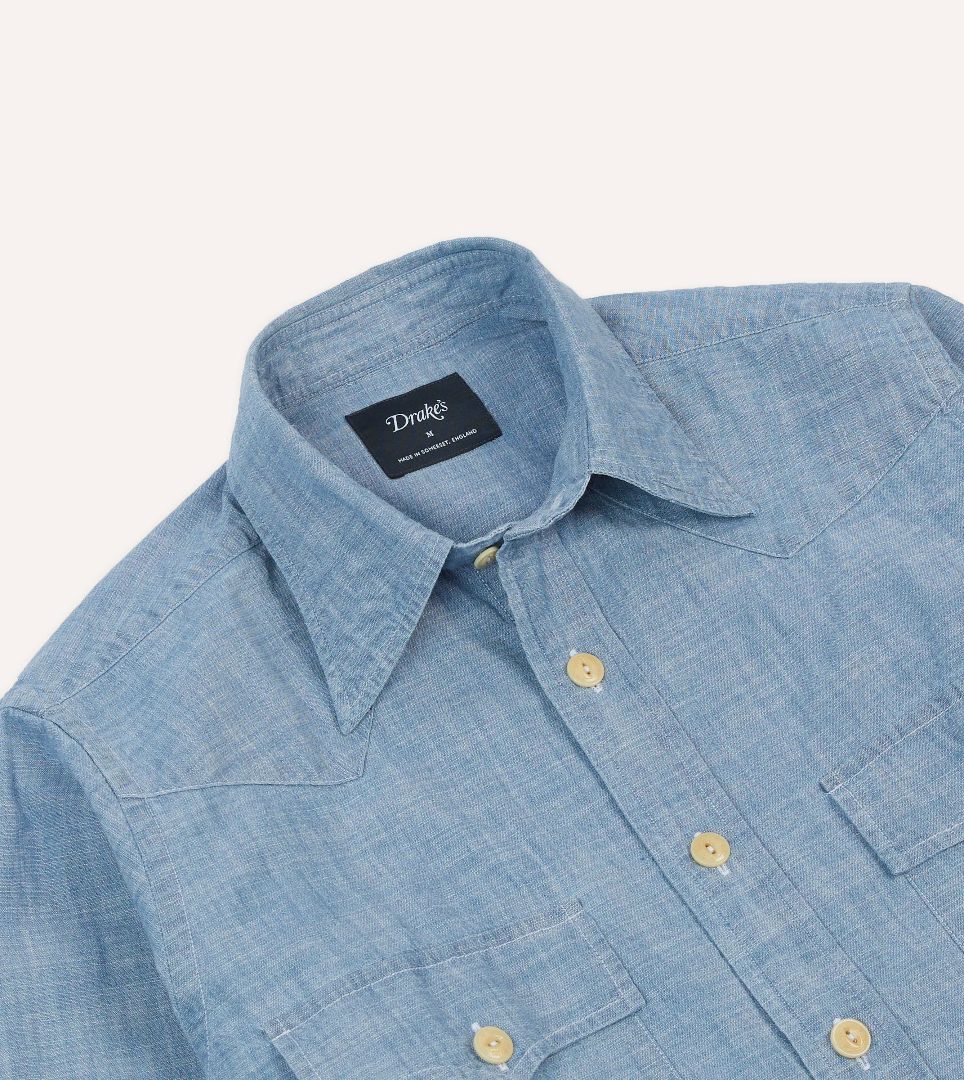 Non Static Finish Chambray Two-Pocket Western Shirt
