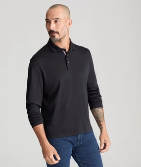 Wrinkle-Free Damaschino Long-Sleeve Polo Flexible Wear