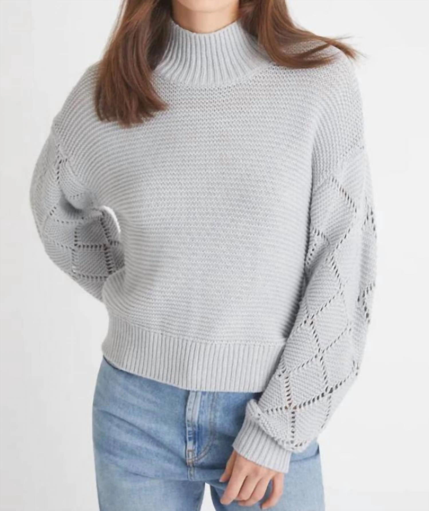 Talia Diamond Stitch Pullover In Iceberg Moisture Wicking Fabric