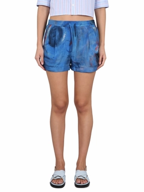 beauty industry Relaxed-Fit Silk Shorts With Artistic Print