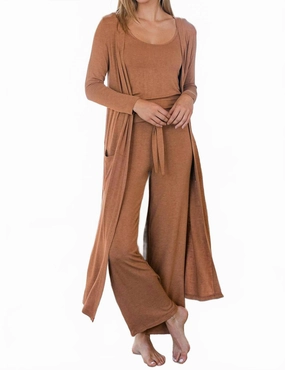 Snuggly Feel Brooke Cardigan Duster Bamboo Sweater In Camel Heather