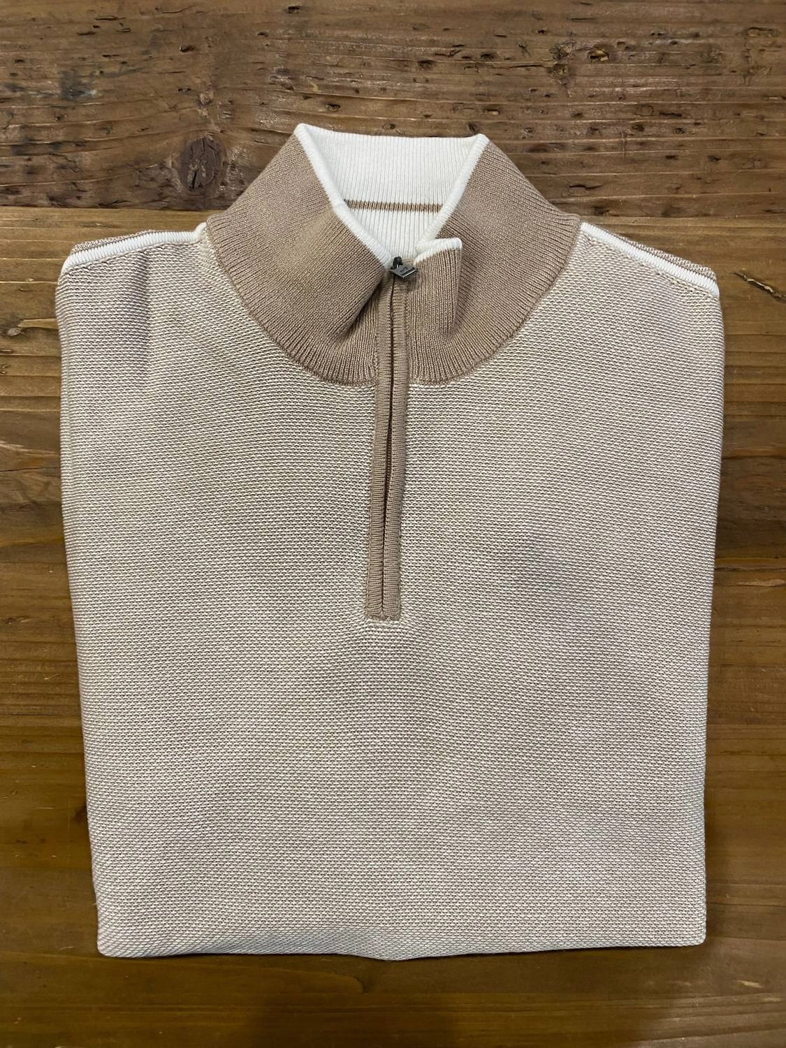 Essential Knitwear Trendy Layering Men's Forever Lux Quarter Zip Sweater In Porcelaine Patent/ivory