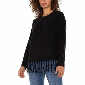 Breathable Knit Wear Womens Fringe Knit Pullover Sweater