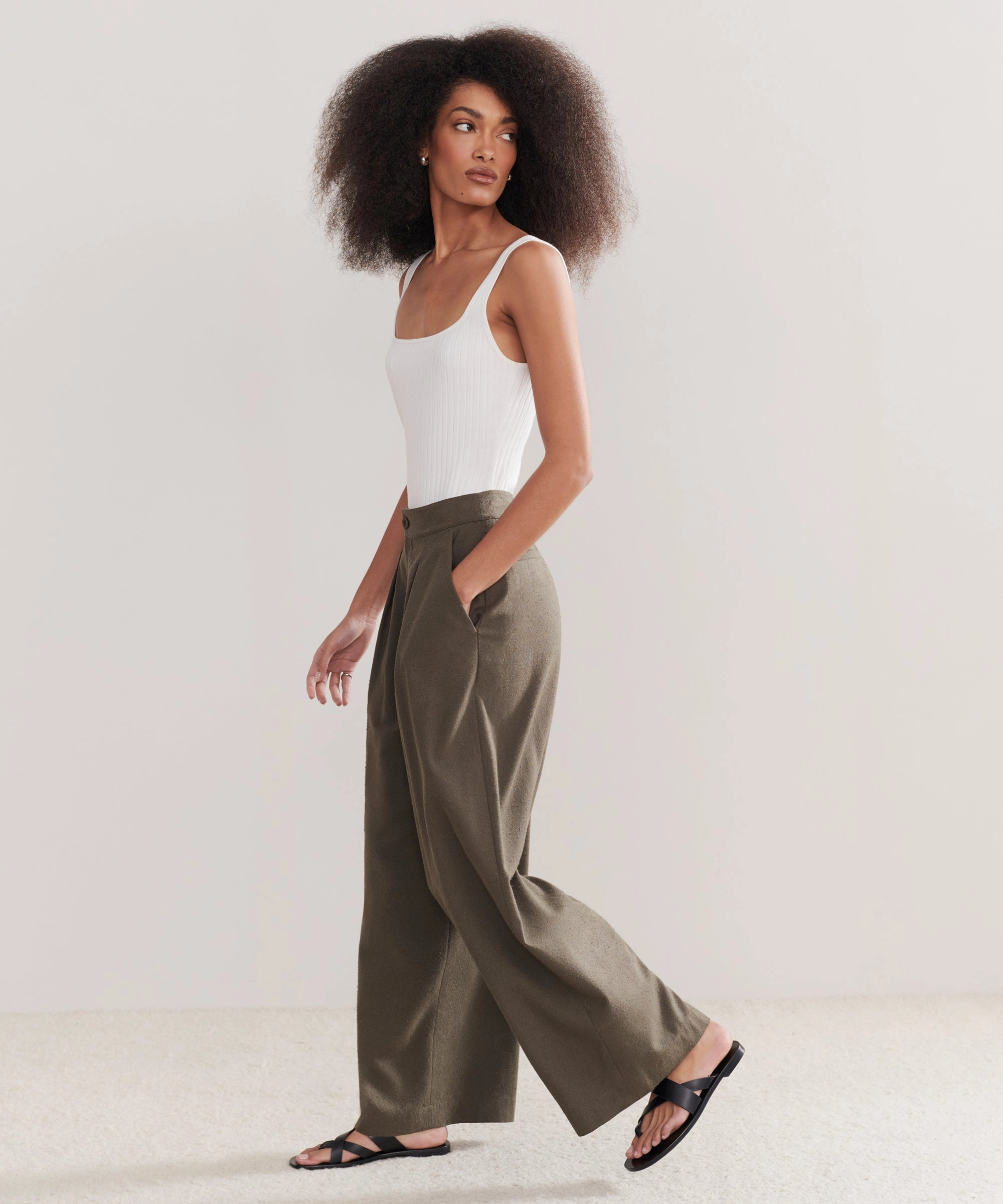 Casual Chic Look Layered Panel Design Relaxed Trouser