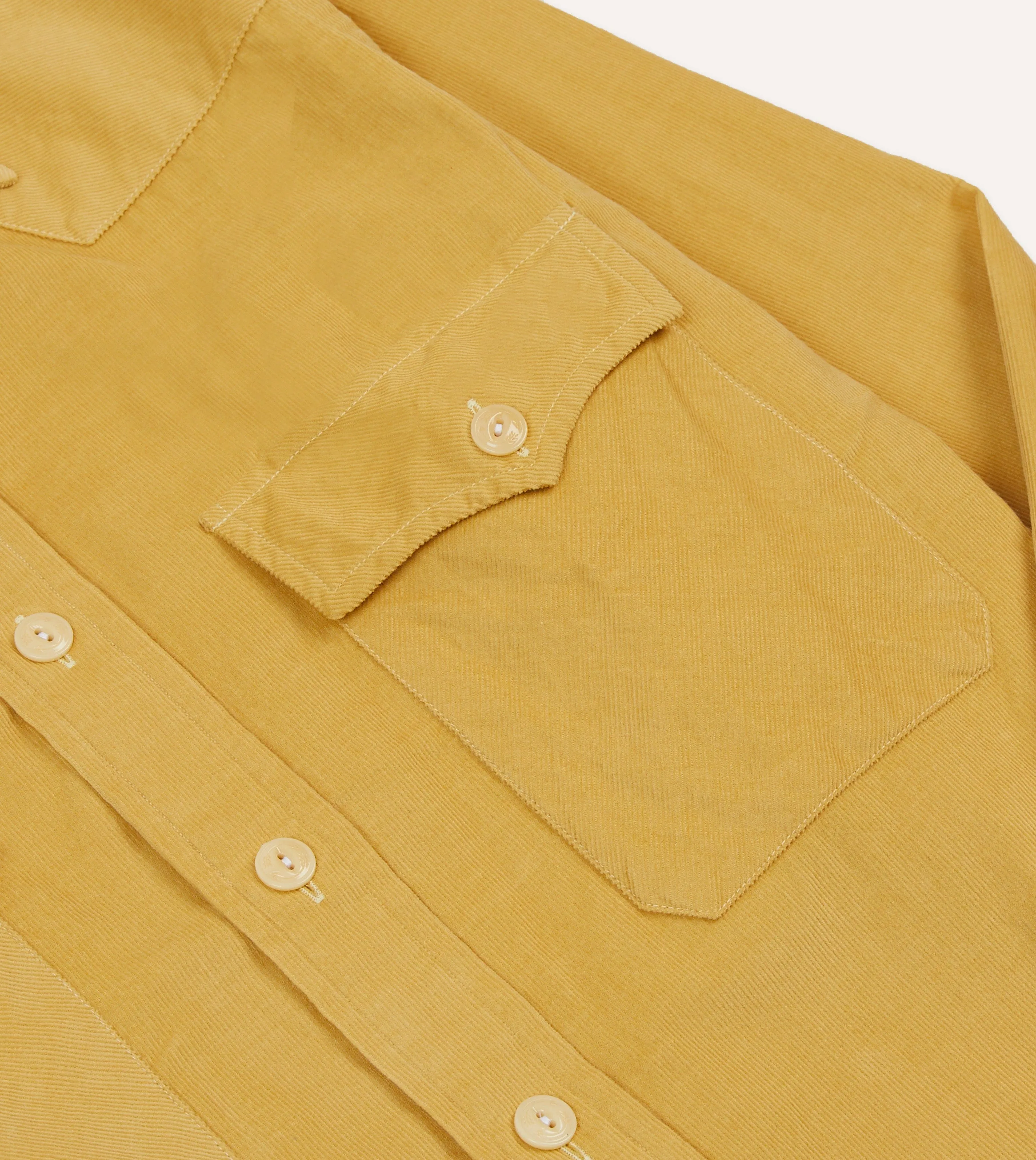 slim cut Holiday Style Yellow Corduroy Two-Pocket Western Shirt