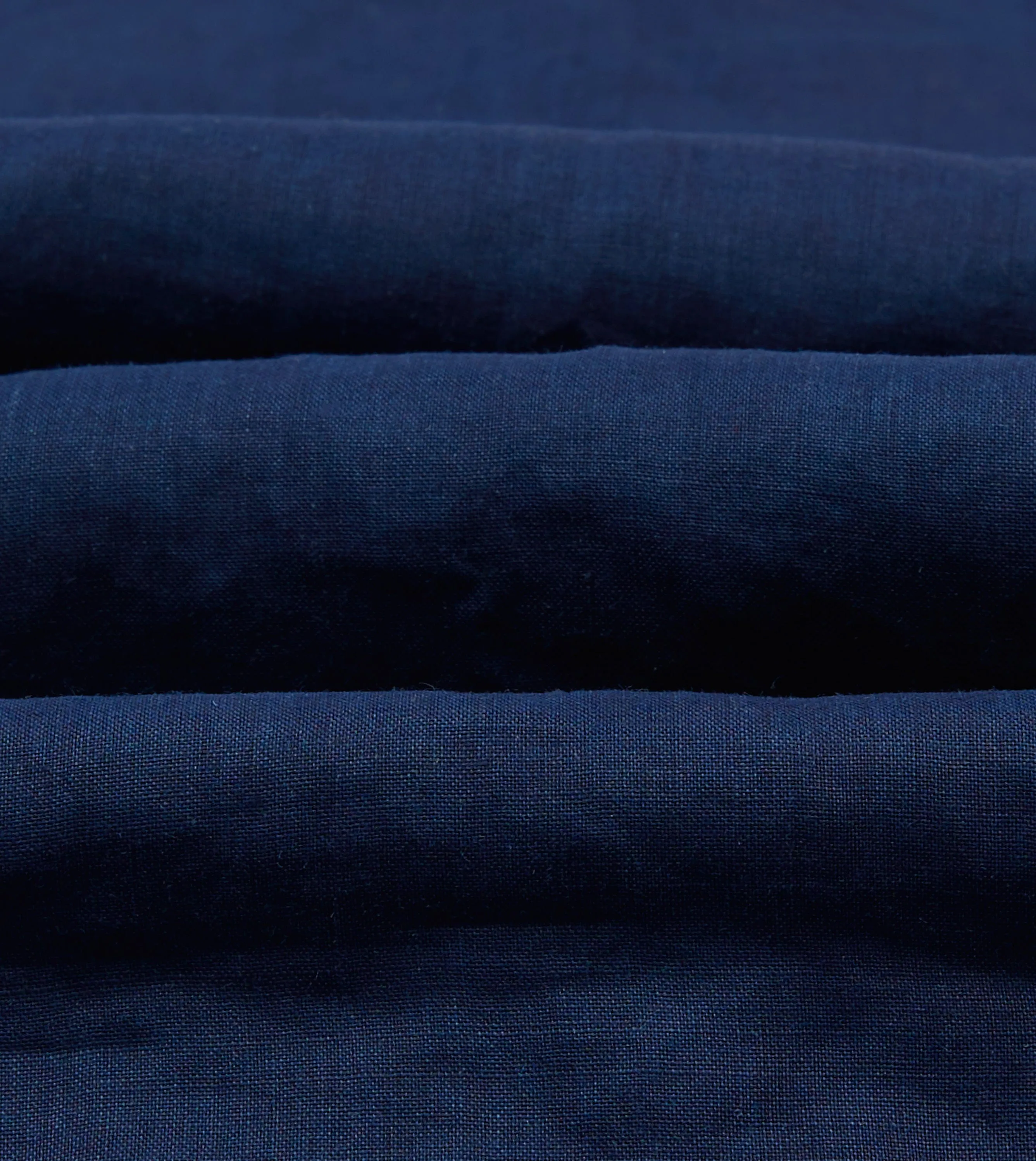 Indigo Ramie Camp Collar Short Sleeve Shirt Adjustable Hem
