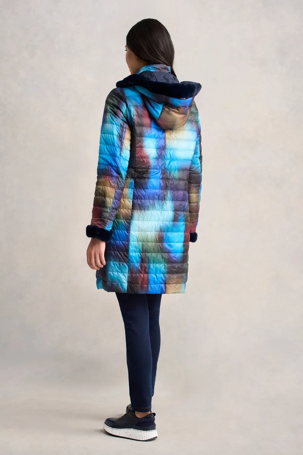 Reversible Longline Puffer - Ombre Print Comfort Stretch Fabric