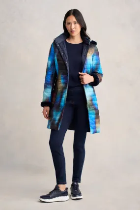 Reversible Longline Puffer - Ombre Print Flat Lock Stitching Lightweight Shell