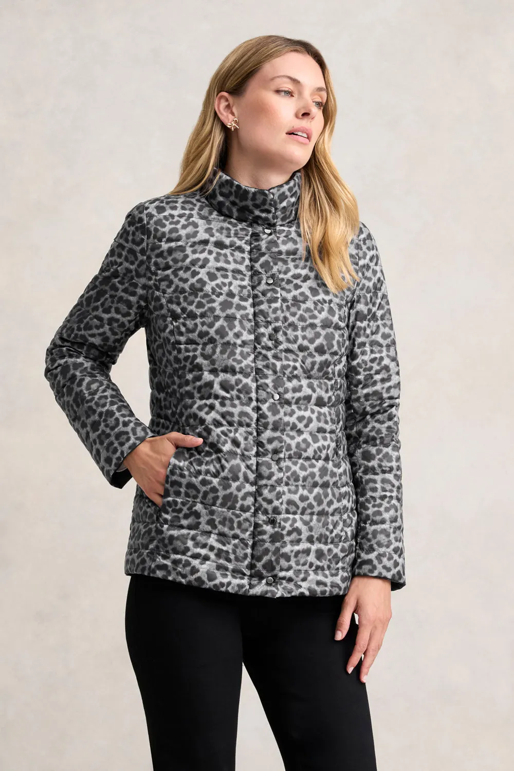 Reversible Puffer Jacket - Black Leopard City Wear