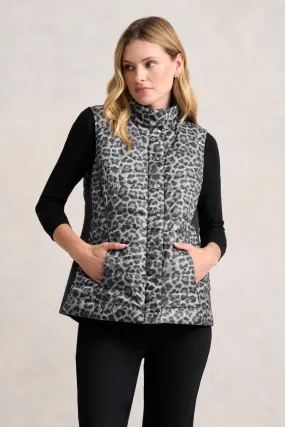 Modern City Outfit Reversible Puffer Vest - Black Leopard