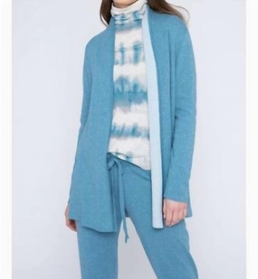Reversible Drape Cardigan In Seine/haze Hypoallergenic Wool Mix Essential Knitwear