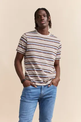 Rib collar striped t-shirt Stylish piece