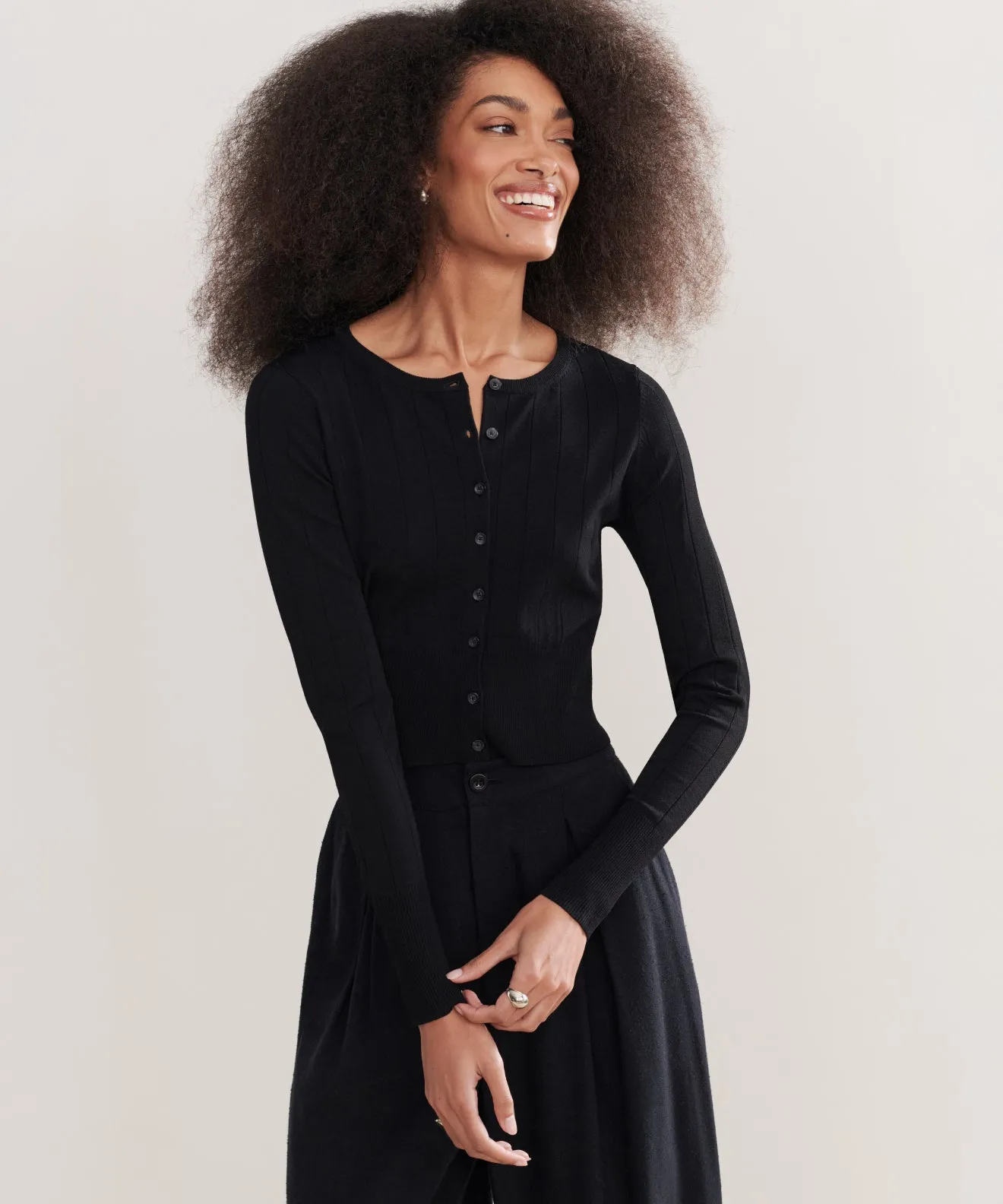 Seamless Circular Knit Ribbed Finley Cardigan