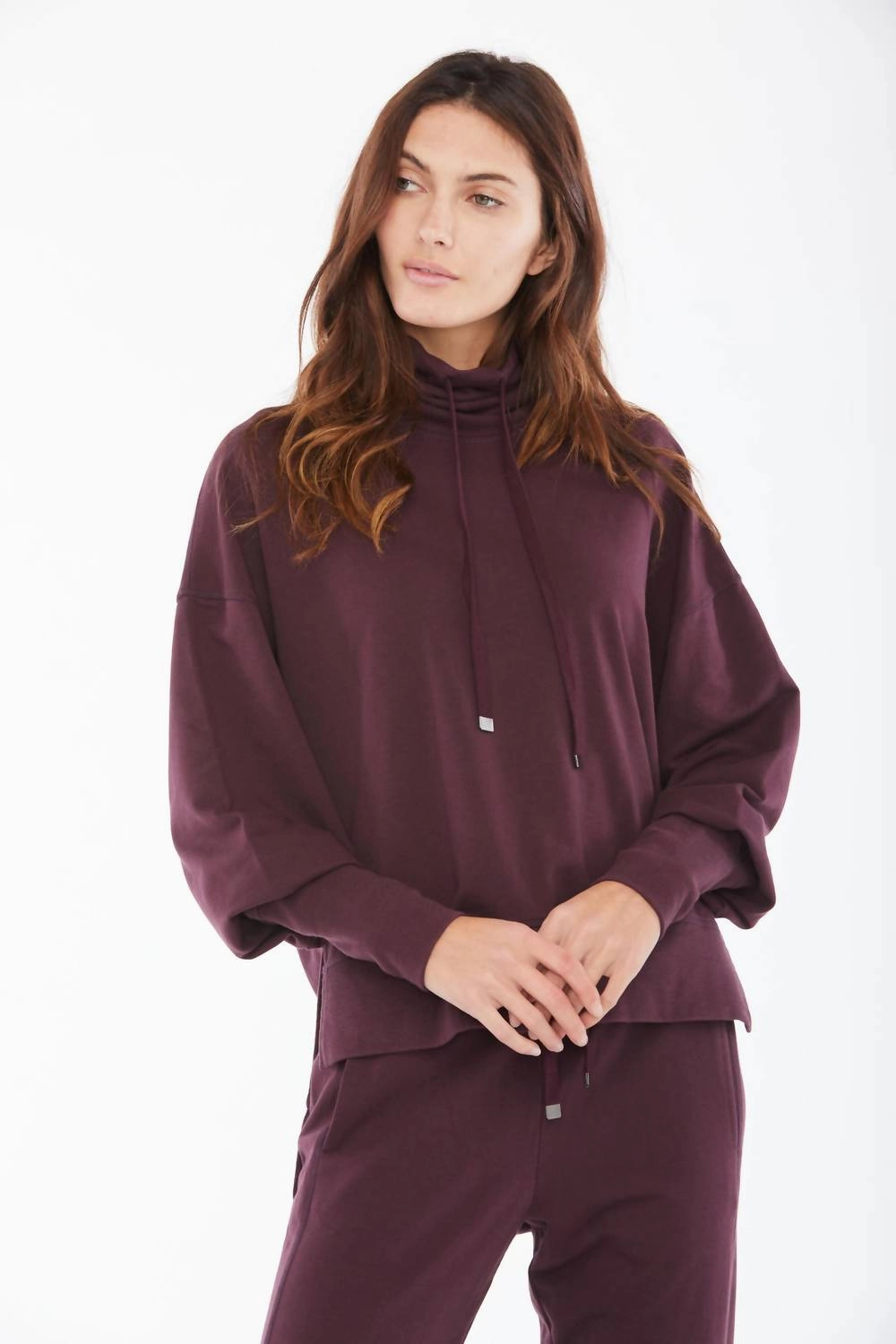 Juna Top In Berry Ribbed cuff