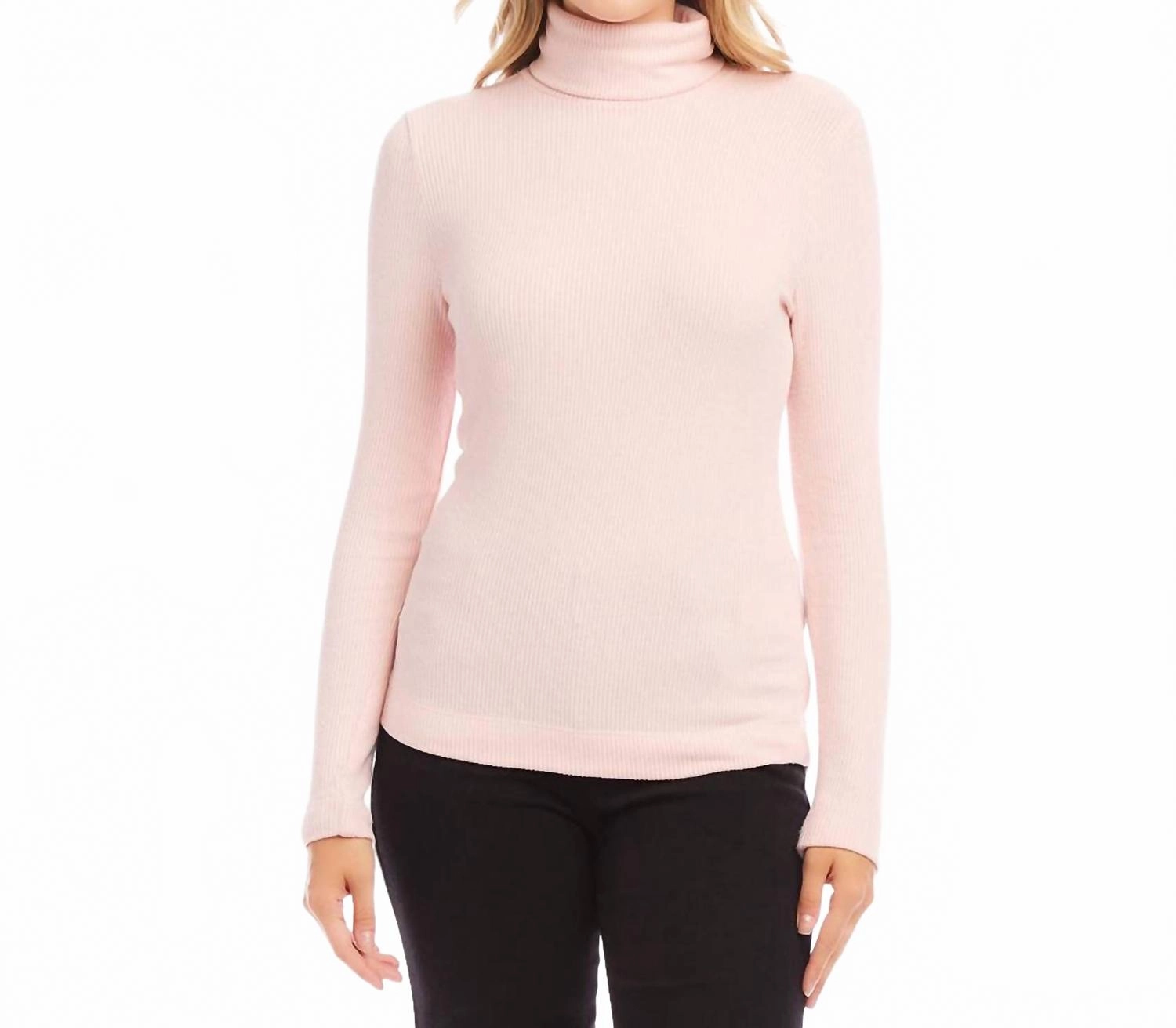 Ribbed Turtleneck Top In Rose Essential Fashion Modern Look