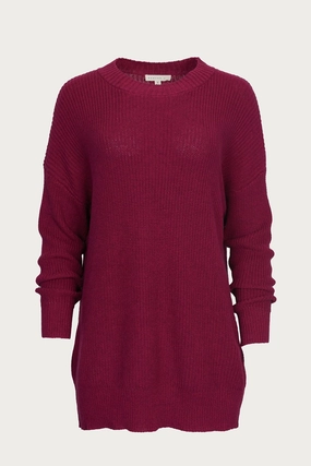Snuggle Ready Knit Fashion Ribbed-Knit Cotton Sweater In Plum