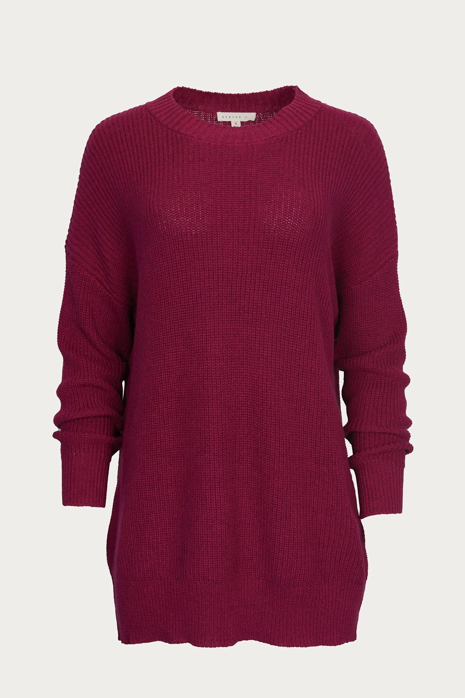 Snuggle Ready Knit Fashion Ribbed-Knit Cotton Sweater In Plum