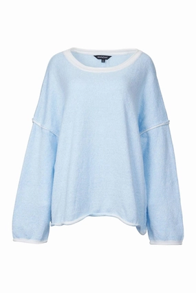Warm And Comfortable Casual Fashion Ribbed-Knit Crewneck Sweater In Light Blue