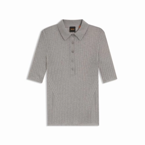 Ribbed knit polo in wool Zero Waste Production Timeless Design