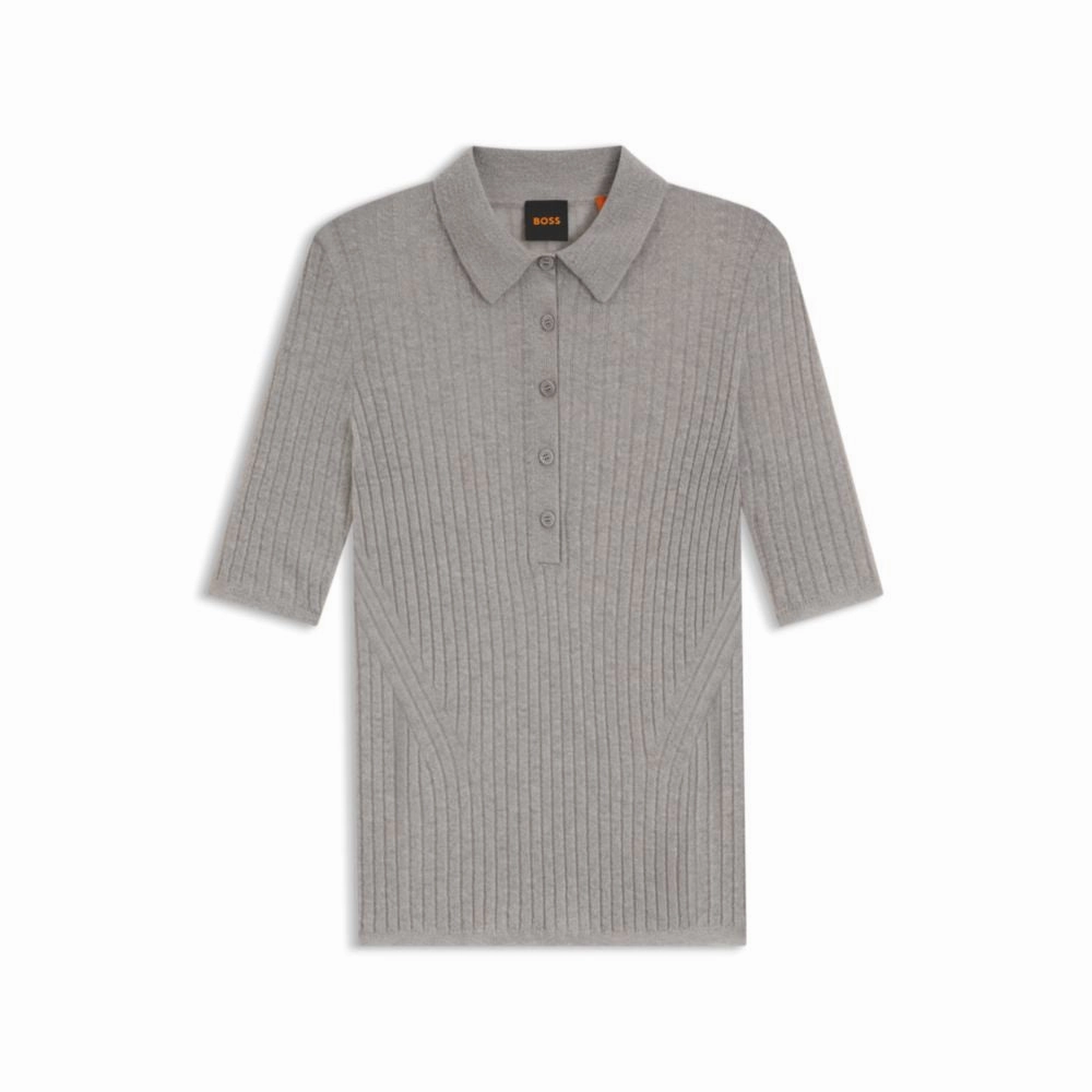 Comfortable Knit Fast Drying Ribbed knit polo in wool