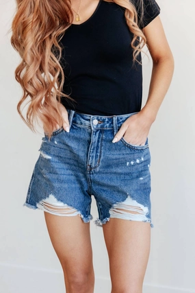 Soft Texture AntiSnagTechnology Rigid Magic Distressed Cutoff Shorts In Blue