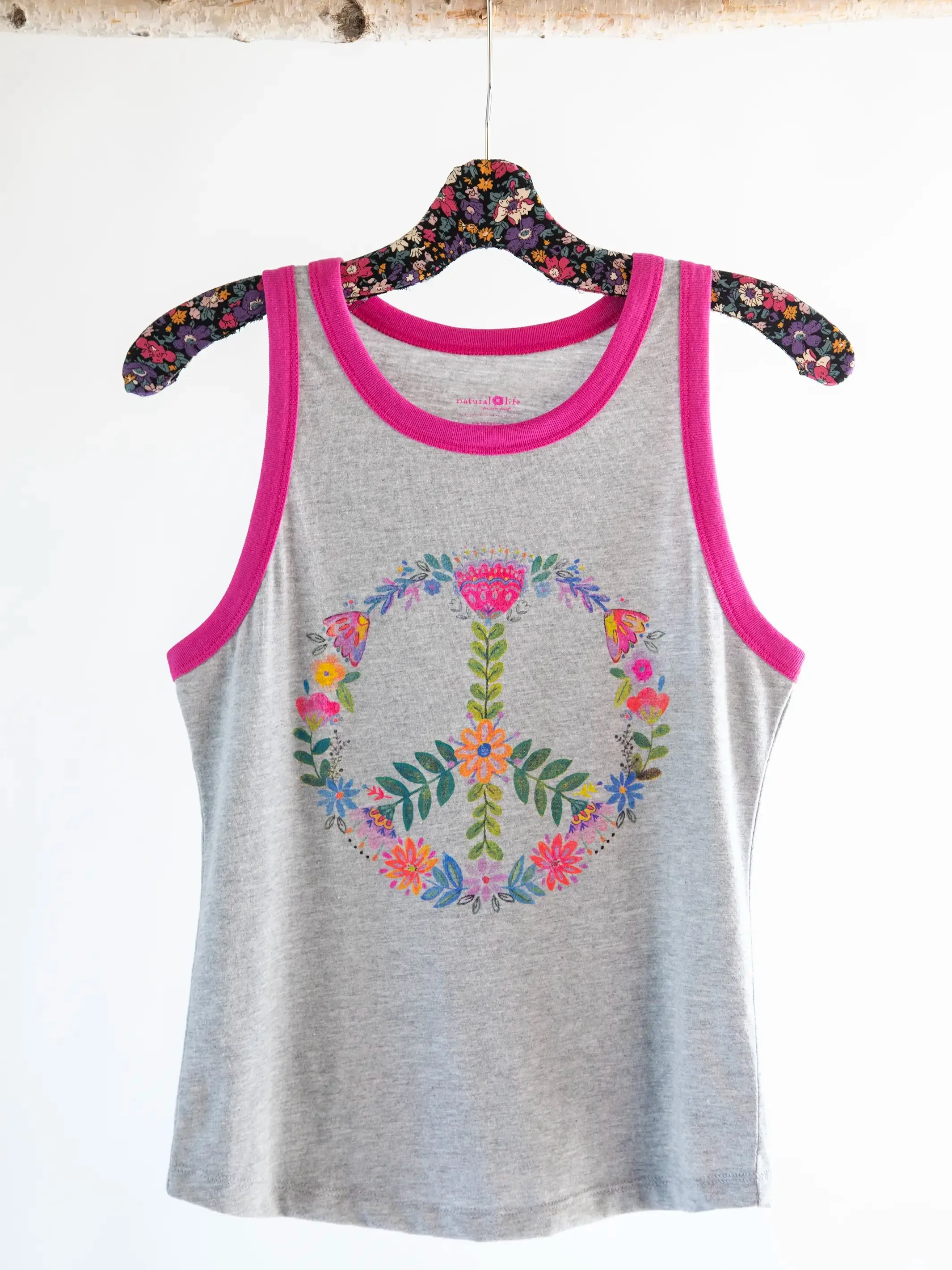 Ringer Tank Top - Grey Peace Sign Cozy Layer