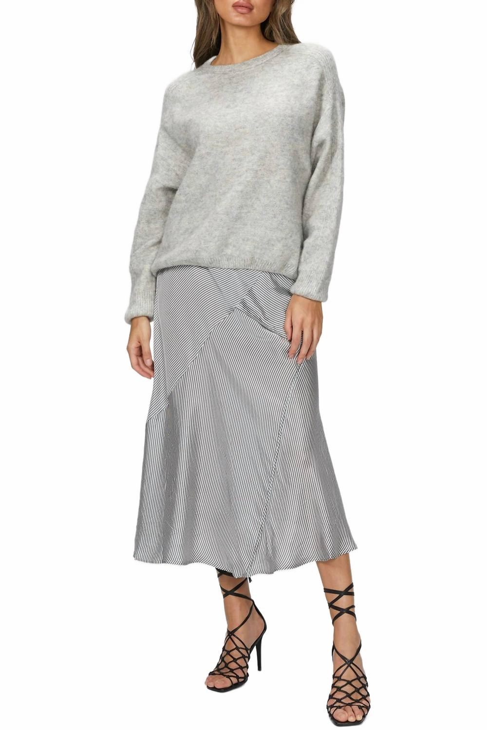 Road Trip Pastel Colors Etta Midi Skirt In Fog Stripe