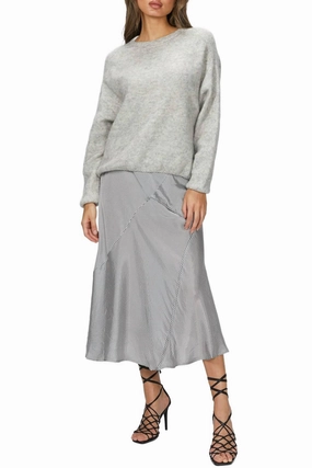 Wrap style Etta Midi Skirt In Fog Stripe