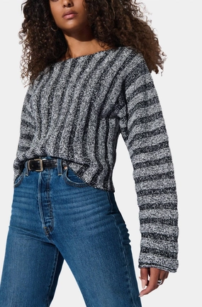 Ronan Cotton Sweater In Marled Black Stylish Comfort Trendy Look