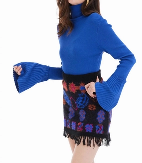 Anti Pilling Roni Turtleneck Sweater In Cobalt Blue