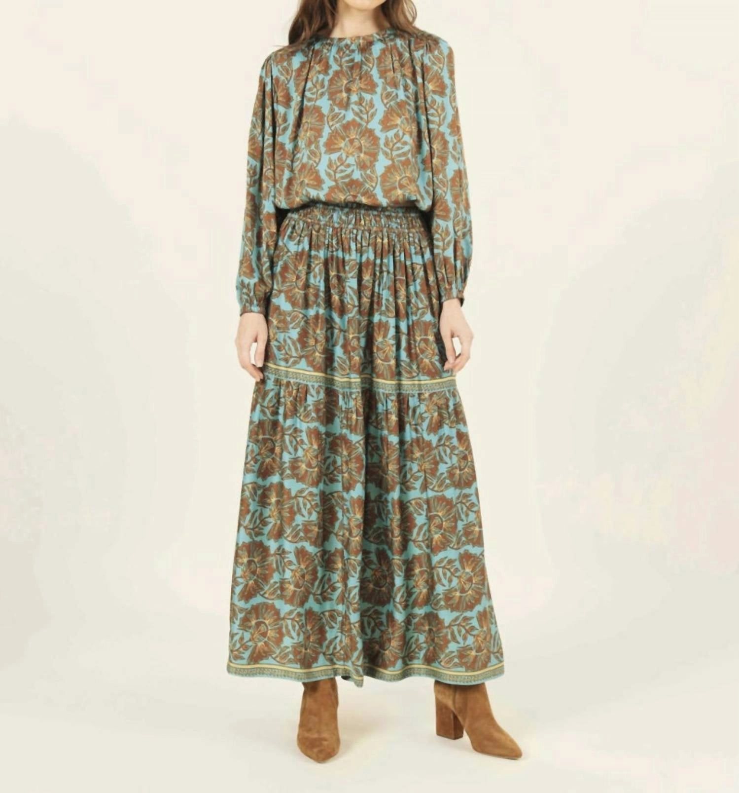 Rosalita Maxi Skirt In Etta Jadeite Contemporary Design Clean Finish
