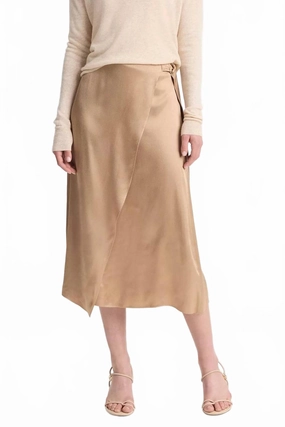 Contemporary Design Draped D-Ring Wrap Skirt In Rye