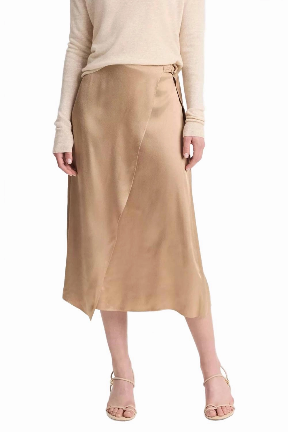 Draped D-Ring Wrap Skirt In Rye Plant Based Material