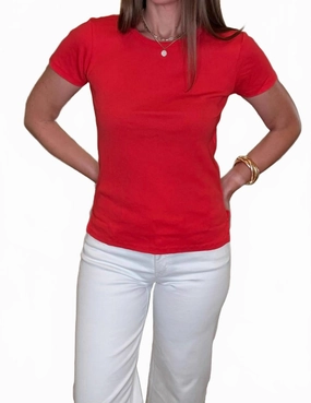 Fine Gauge Rowan Rib Crew Neck Tee In Red