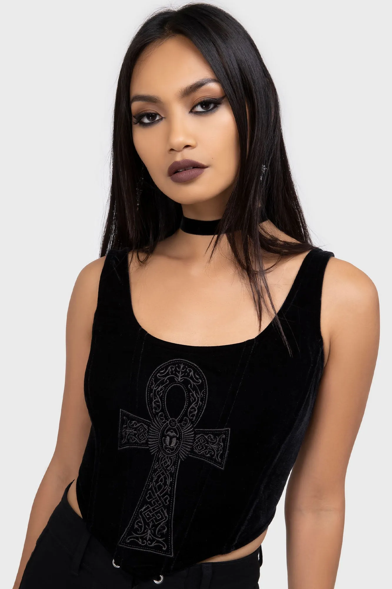 Grimwhisper Corset Top TumbleDryFriendlyMaterial RibbedNeckline
