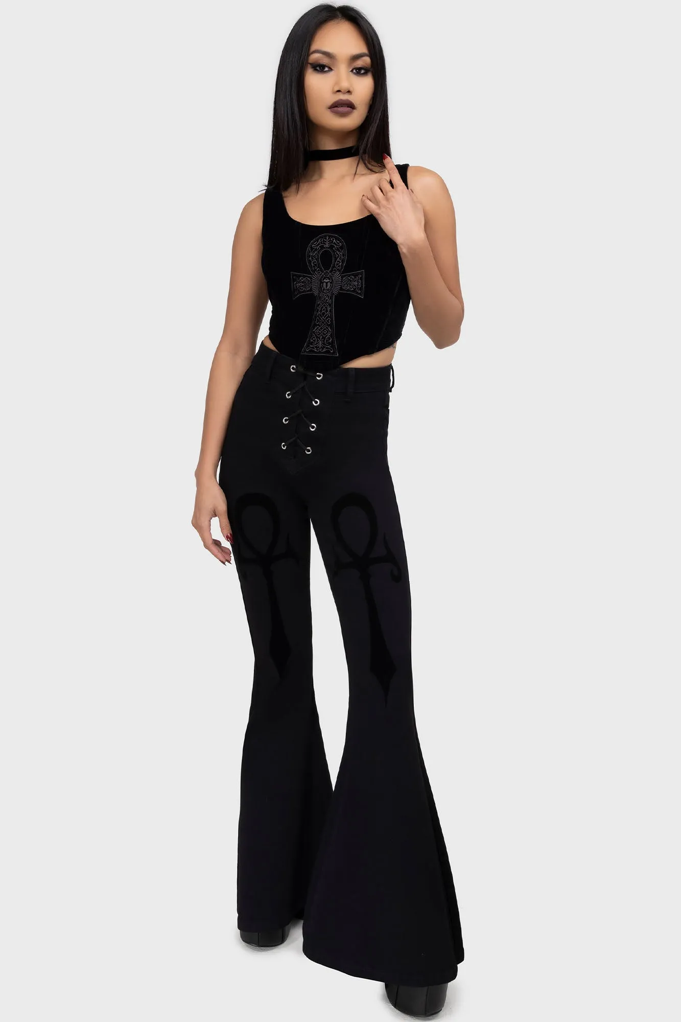 Grimwhisper Corset Top Grid Back Panel