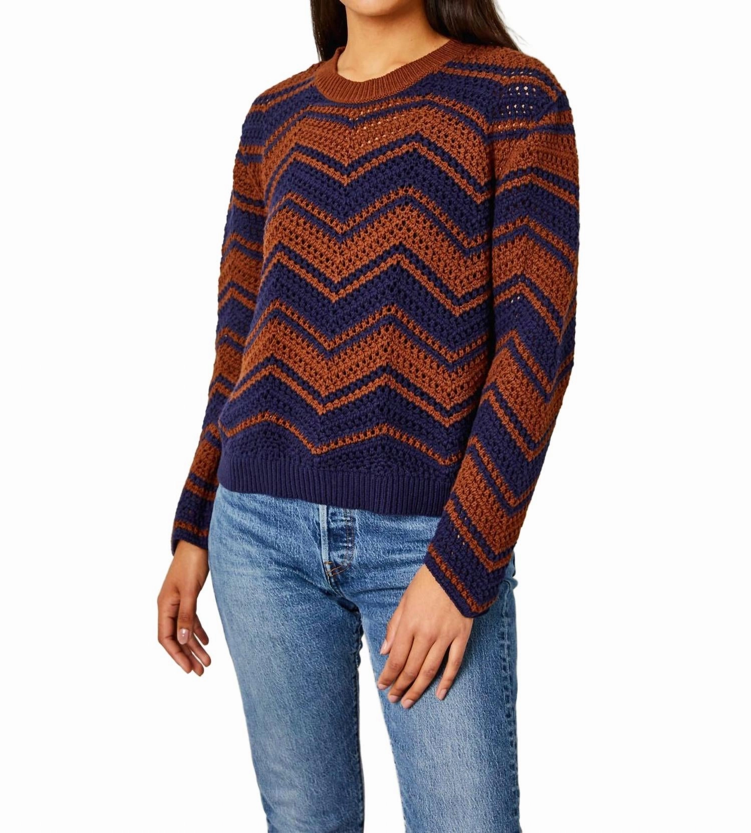 Comfy Material Allergen Free Processing Ruby Cotton Sweater In Navy Multi