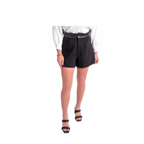Trendy Look boots Ruffle High Waist Short In Black Ponte