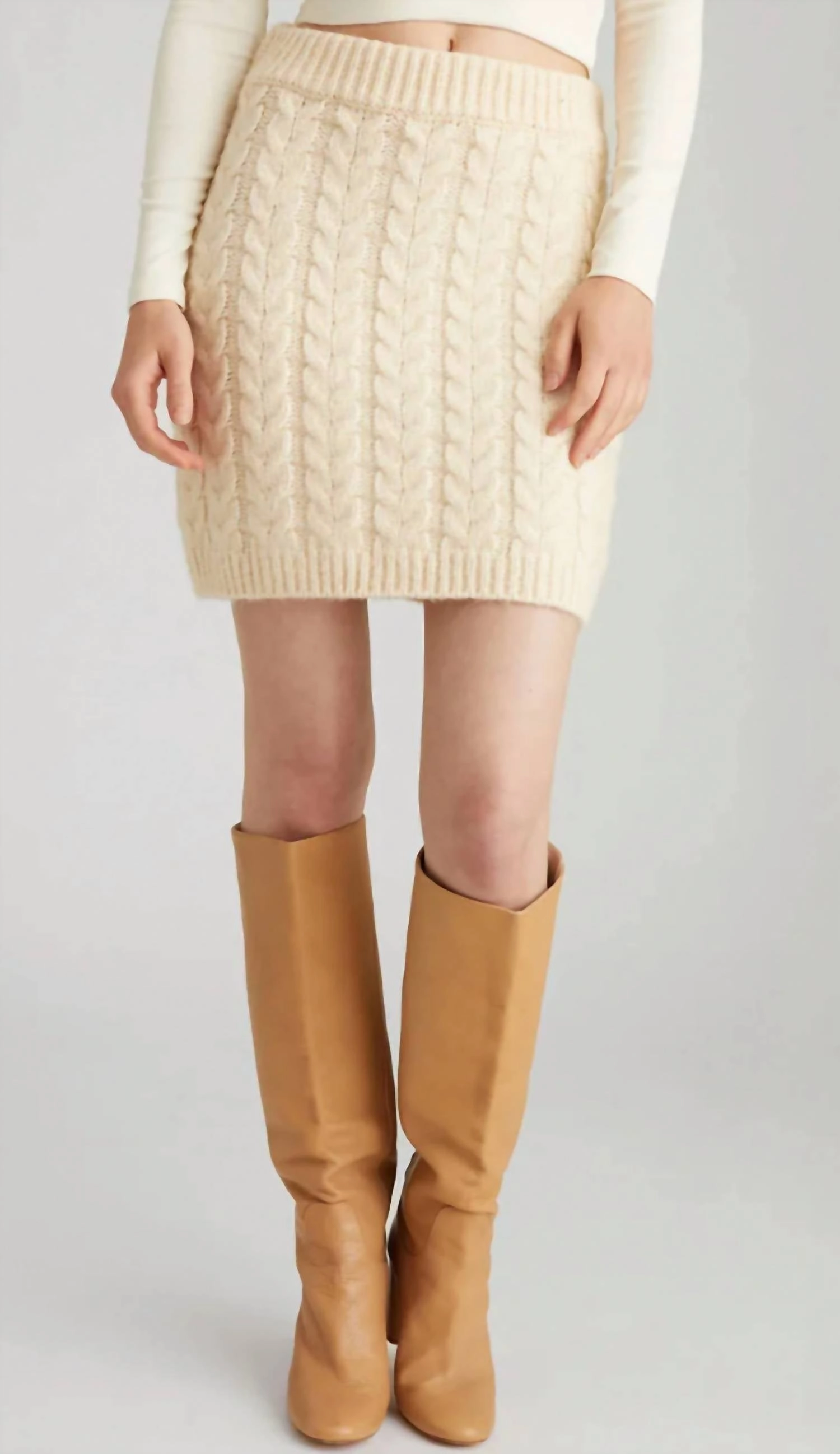 Kali Cable Mini Skirt In Cream Date night