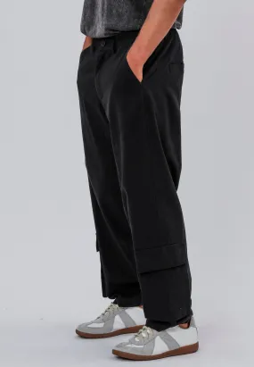 SAFARI CARGO TROUSERS BLACK Quick Dry Fabric Detachable belt