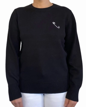 Biodegradable Fiber Option Cozy Vibes Safety Pin Sweater In Black/white