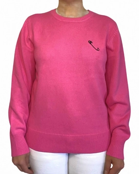 Cold-Weather Ready Trendy Design Safety Pin Sweater In Pepto Pink/black