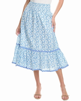 Sail to Sable Smocked Waist Midi Skirt City Ready