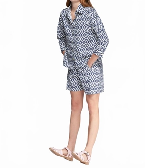 adult clothing skiing outfit Sandra Short In Navy Ikat Marino