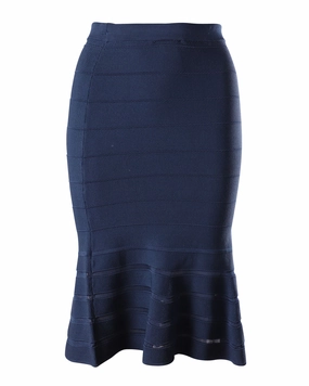 Clean Finish Cuffed hem Sandro Paris Flared Hem Skirt in Blue Viscose
