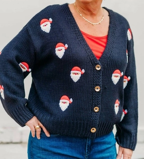 Cold Day Look Santa Cardigan In Navy