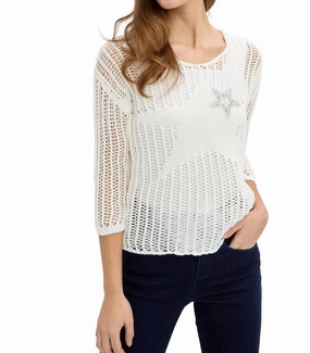 Scoop Neck Knit Top In Off White Snuggle Look