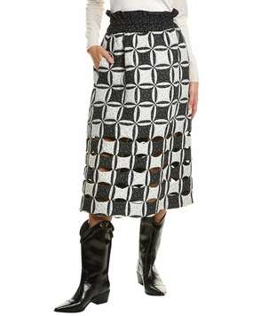 Travel Style Relaxed Motion SEA NY Catalina Calico Cutout Midi Skirt