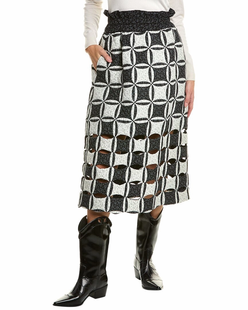 Comfy Look Trendy Outfit SEA NY Catalina Calico Cutout Midi Skirt